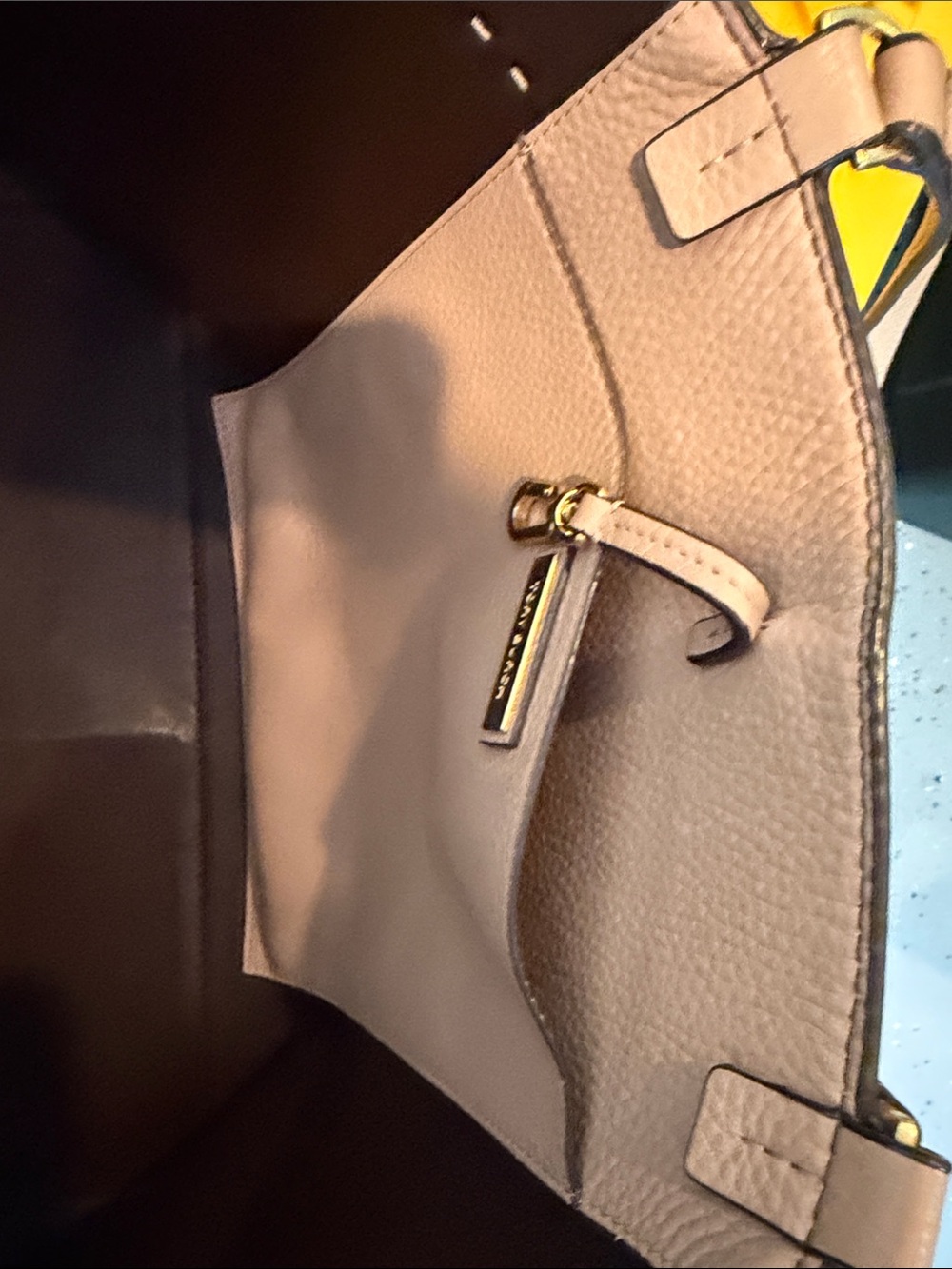 Tory Burch Pebbled Tan Leather Double-Handle Tote - Picture 4 of 5